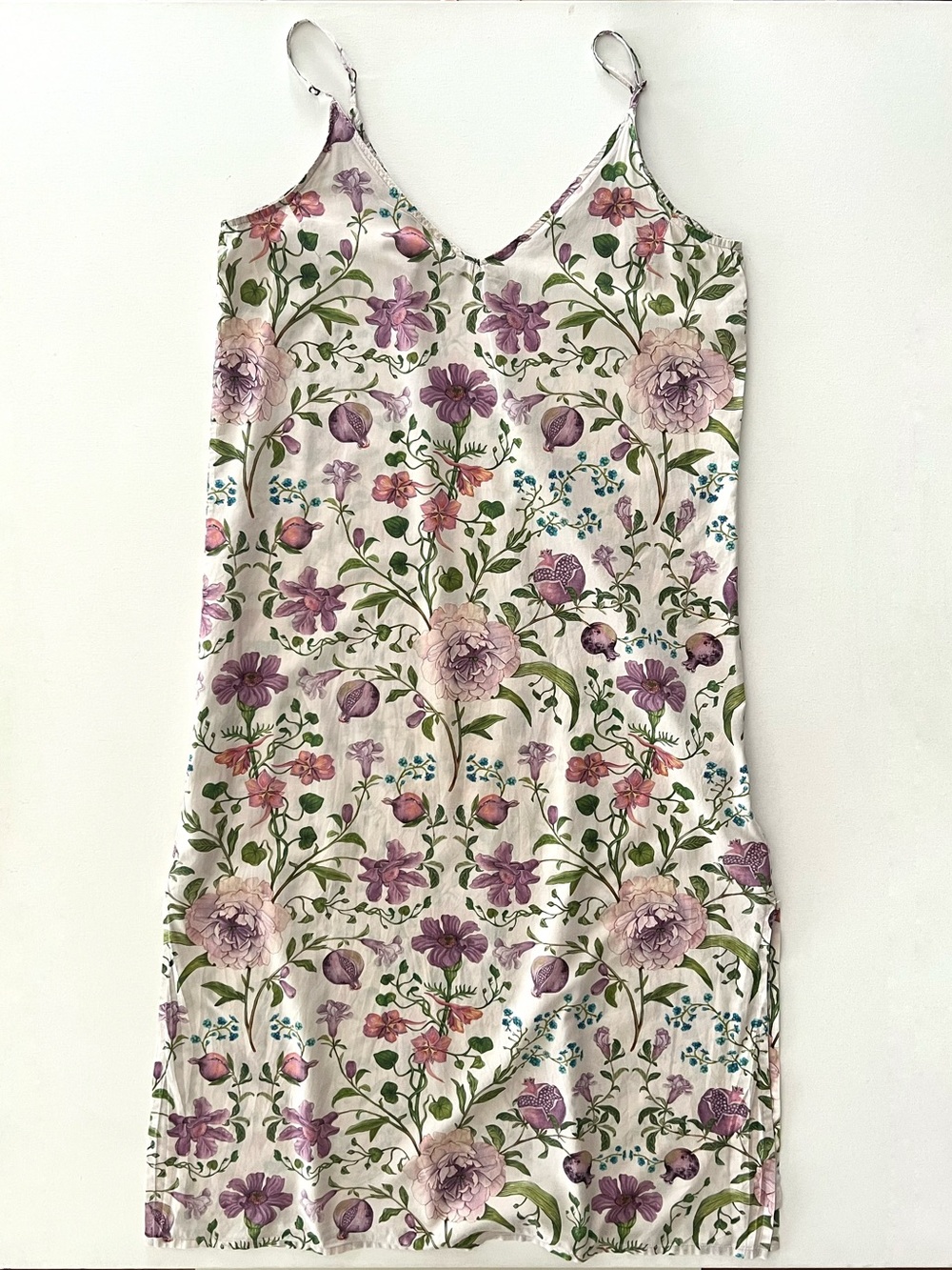 Desmond & Dempsey Lavender Botanical Floral Print Slip Nightgown Size Large - Picture 2 of 10